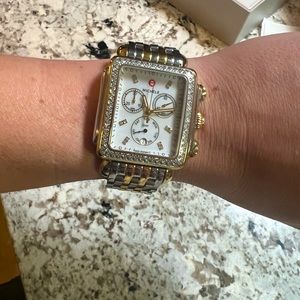 Michele - Deco XL quartz chronograph, two-tone